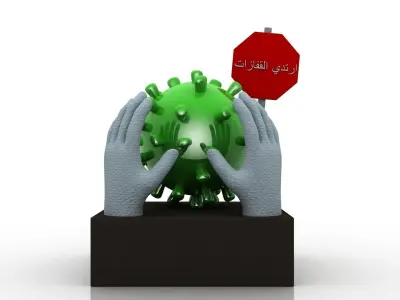 Coronavirus awareness and protection  Low-poly 3D model