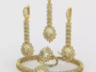 Ring Bracelet Earring and Pendant Set 3D printable model 0045 3D Model Pack