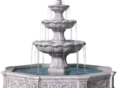 Large classic white garden marble outdoor Fountain 3D model