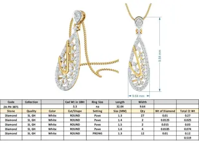 Solitaire Women pendant 3D print model purchase