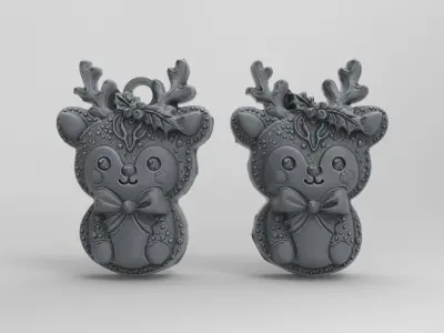 christmas cute deer ribbon bow decor  3D print model