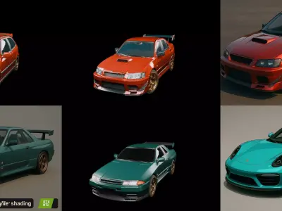 Sport Car bundle 4 pack 100 glb 3D model