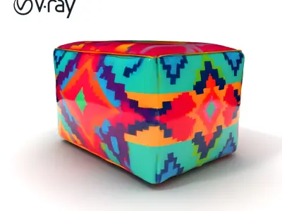 Colorful Ottoman Model Pack with Geometric Patterns Low-poly 3D model