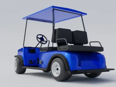 Golf Cart Blue Low-poly 3D model