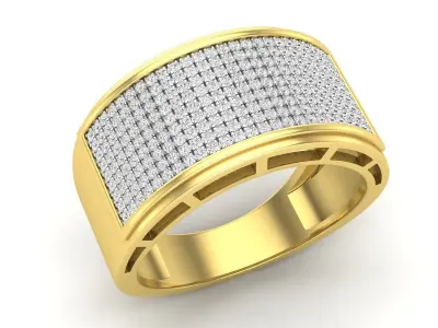 AV 649 Diamond Men Flashy Micropave Hip Hop Ring 3D print model