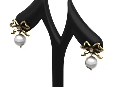 knot pearl earring 3D print model