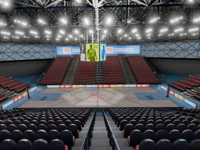 VR Basketball Court Low-poly 3D model