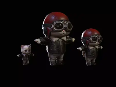 Cat3Pack2 Low-poly 3D model