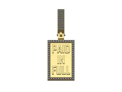 Iced diamond bail paid in full pendant 3D print model