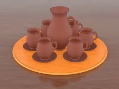 Vase and mugs set 3D model