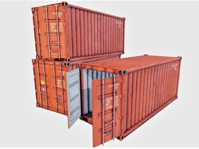 Enterable Shipping Container 01 - PBR Low-poly 3D model
