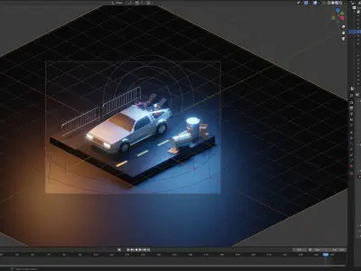 Delorean Isometric Car  Low-poly 3D model