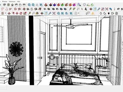 Furnished 2BHK Sample Flat Interior  Isometric 3D Model Low-poly 3D model