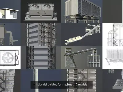 Industrial building for machines 3D Model Collection