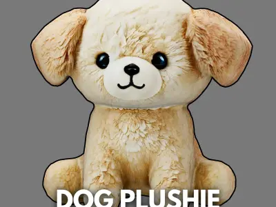 Dog Plushie Puppy Cartoon Chibi PBR Low-poly 3D model