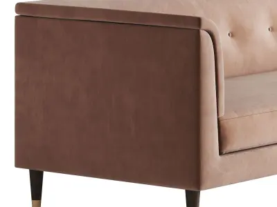 TUFTED CREAM WHITE VELVET SOFA 3D model