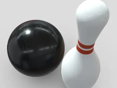 Bowling Ball and Pin Low-poly 3D model