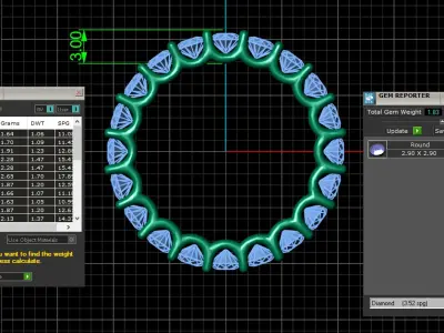 U Shaped Eternity Ring 2 point 8 mm stone size swiss 9 and EU49 3D print model