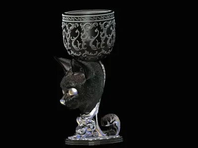 Deluxe Ornamental Cat Goblet Chalice 3D print model