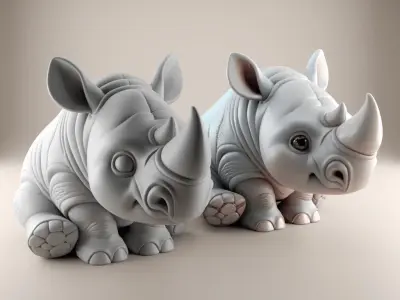 Adorable Rhino 3D STL Model for Your Desk Decor 3D print model