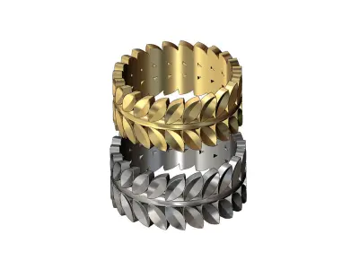 Double row eternity leaf motif band US size 5to13 3D print model