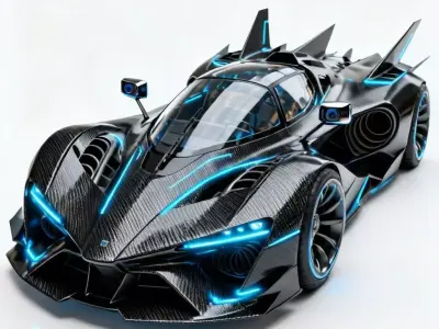 Futuristic Carbon Fiber Hypercar Concept 3D Model Low-poly 3D model