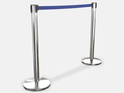 Stanchion with Blue Retractable Belt 3D model