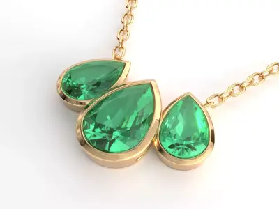 Emerald pendant 3D model for render 3Ds Max V-ray 3D model