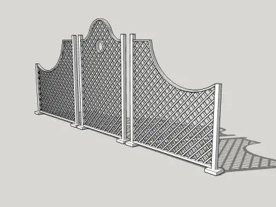 White Lattice Fence 1 Free 3D model