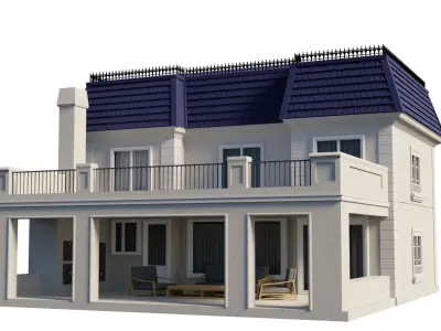 Mansion house with roof 3D model