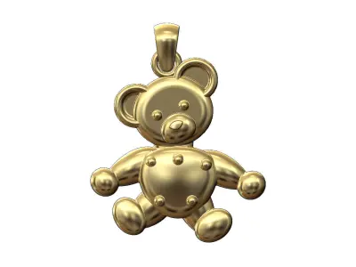 Teddy bear pendant with bail 3D print model