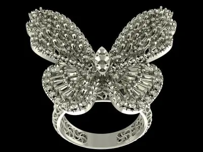 Jewelry Butterfly Ring 3D print model