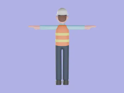 Stylized 3D Male Architect Character - Cartoon Builder Man 3D model
