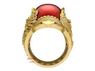Luxury Dragon Red Gemstone Ring for Men  309 3D print model