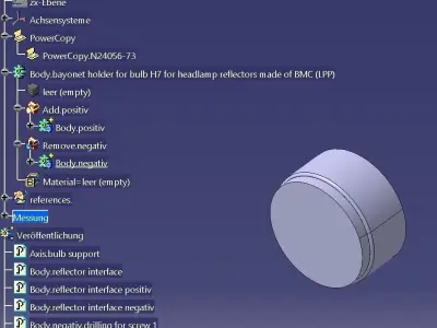Parametric H7 headlight lamp socket  3D CAD model 3D model