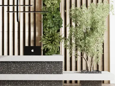Reception desk - office furniture - Vertical Wall Garden Low-poly 3D model
