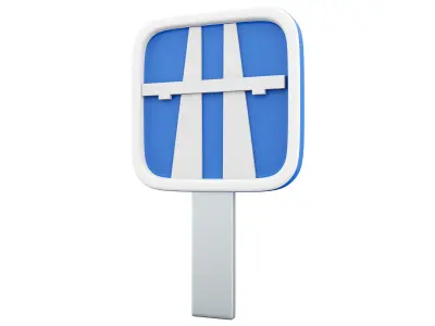  3d motorway sign  cartoon icon 3D model
