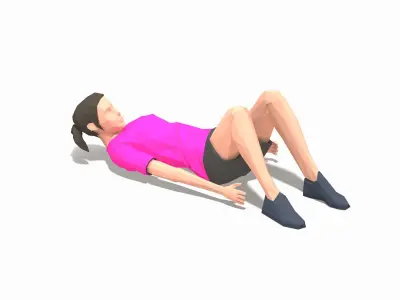 heel touches Exercise Woman Animation Low-poly 3D model
