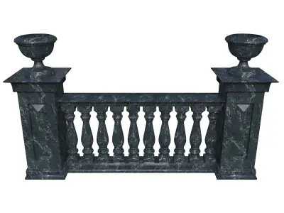 Marble fence balasins and columns 3D model