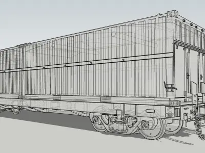 Indonesian Railway Container Flat car Wagon 54 Ton 3D model