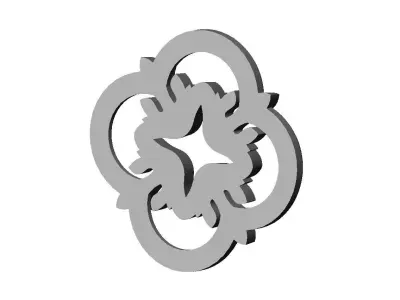 Gothic clover frame floral motif rosette relief ornament 3D print model