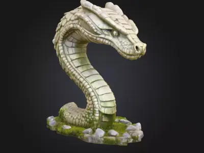 Ancient Serpent Guardian Statue Low-poly 3D model