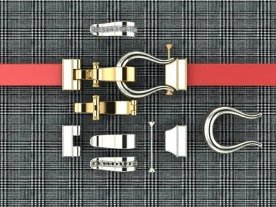 Bracelet with leather 3D print model