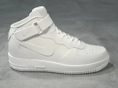 Nike Air Force 1 Mid white Low-poly 3D model
