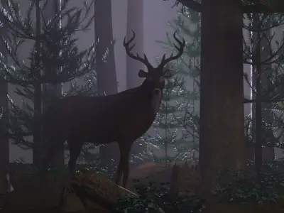 Deer - rigged - painted 3D model