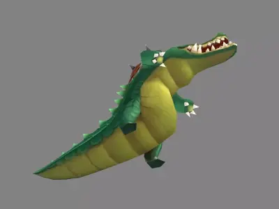 Cartoon Crocodile monster Low-poly 3D model