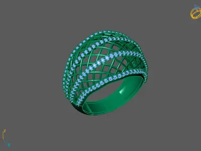 STL 3DM Print Ready Women Diamond Ring Lightweight Printable  3D print model 83