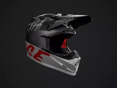 Bell Moto-9 Flex Fasthouse Helmet High and Low Poly Set Low-poly 3D model