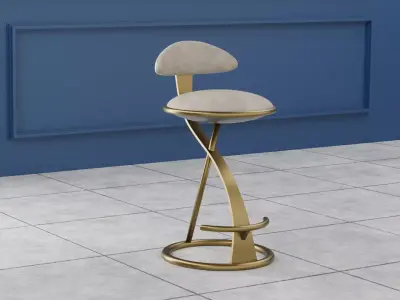 Luxury Leather Bar Stool 3D model