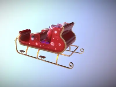 Free Santa Clauss Sleigh Free low-poly 3D model